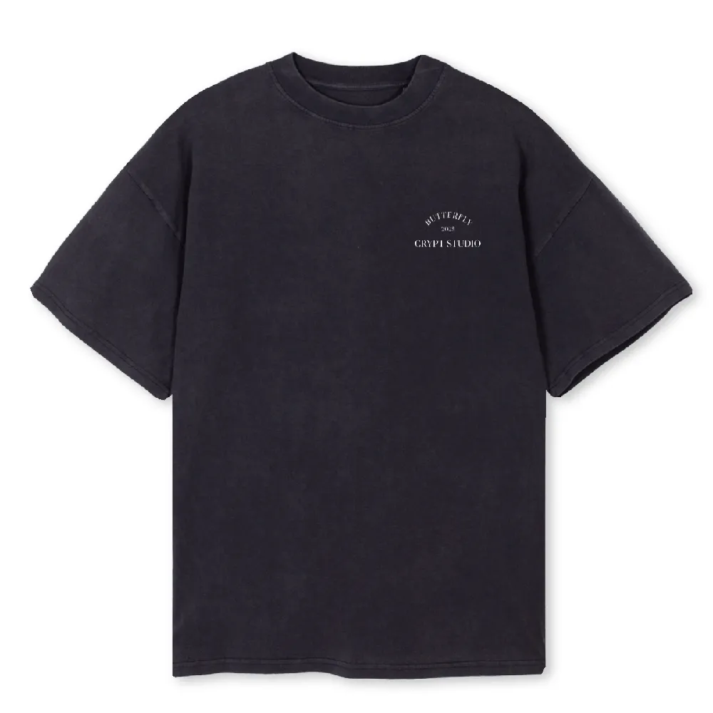 BUTTERFL Vintage Black Oversized Tee.