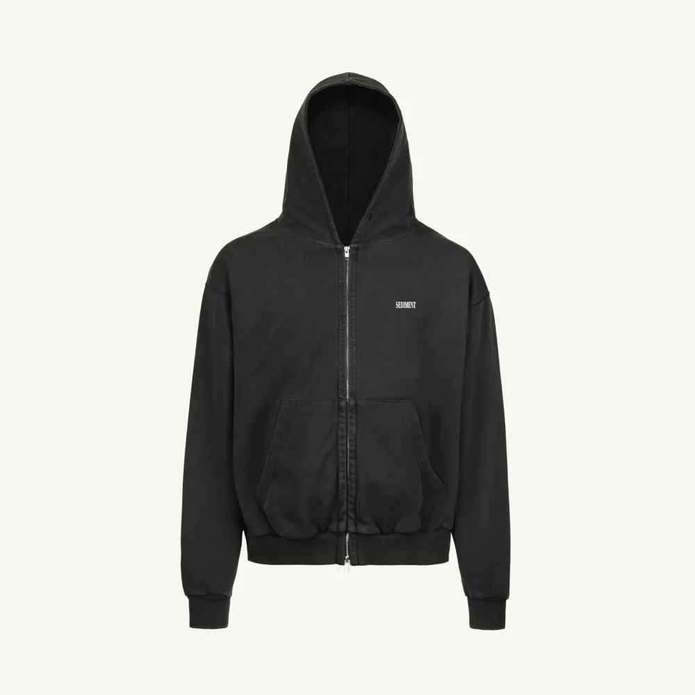 Zip-Hoodie Vintage Black Oversized Zipped Hoodie.