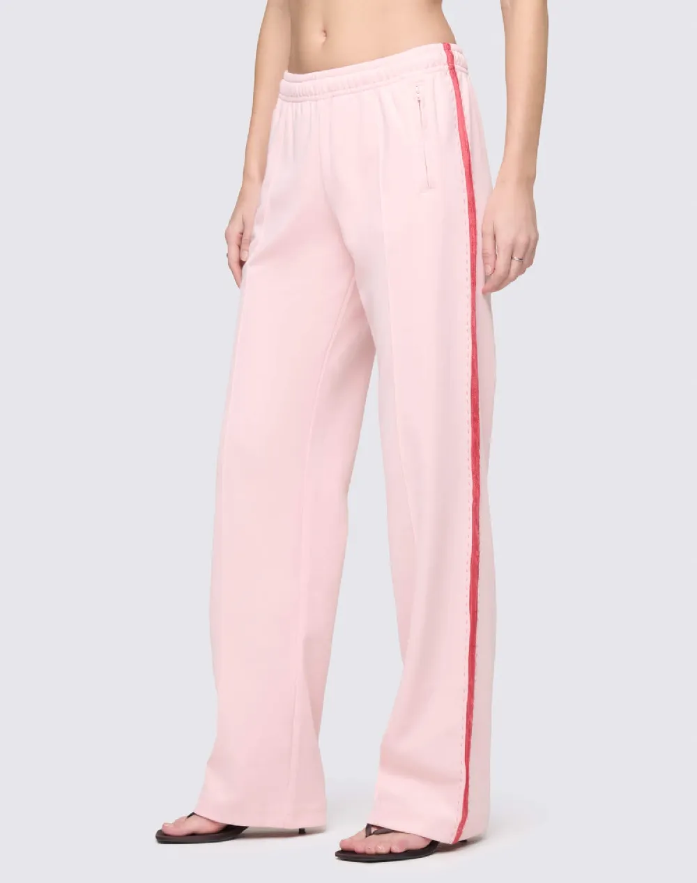 Sunland Track Pant - Pink Salt With Red