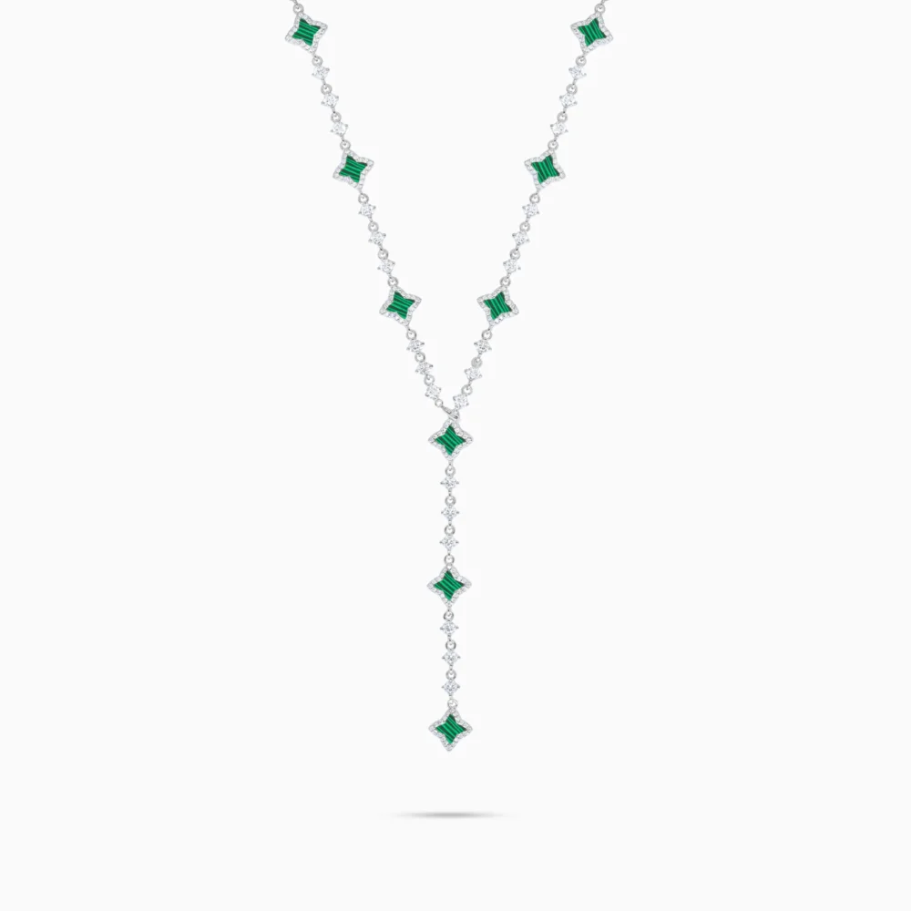 Lariat Flower Tennis Silver - Green Pattern