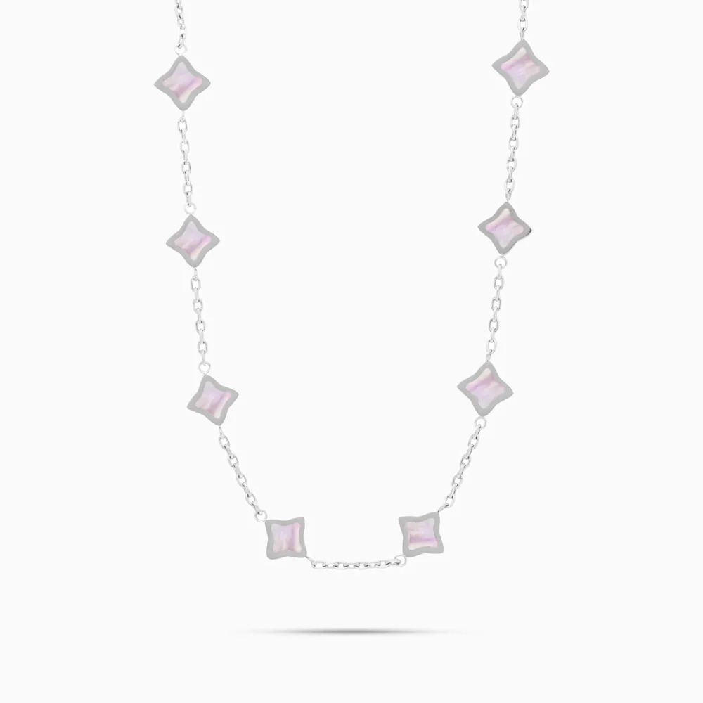 Silver Flower Cable Chain - Rose Pattern