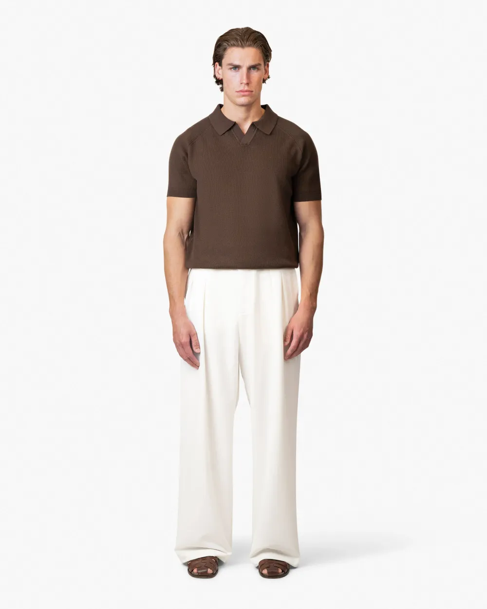Ambra Pleated Loose-Fit Pants | Ecru - 2