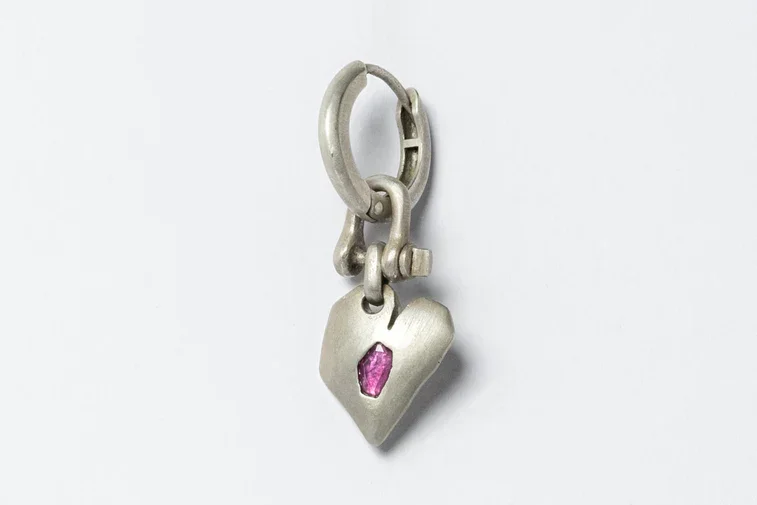 Jazz's Solid Heart Earring Extra Small 0.2 CT Ruby Slice Z2335-2-DA+RUB - 4