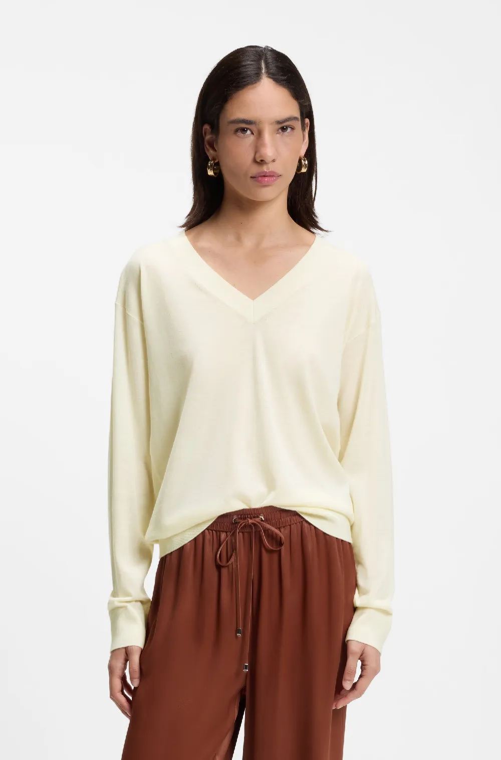 V-neck sweater in merino wool