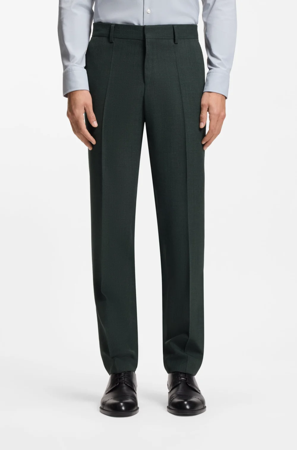 Patterned slim-fit trousers in stretch wool