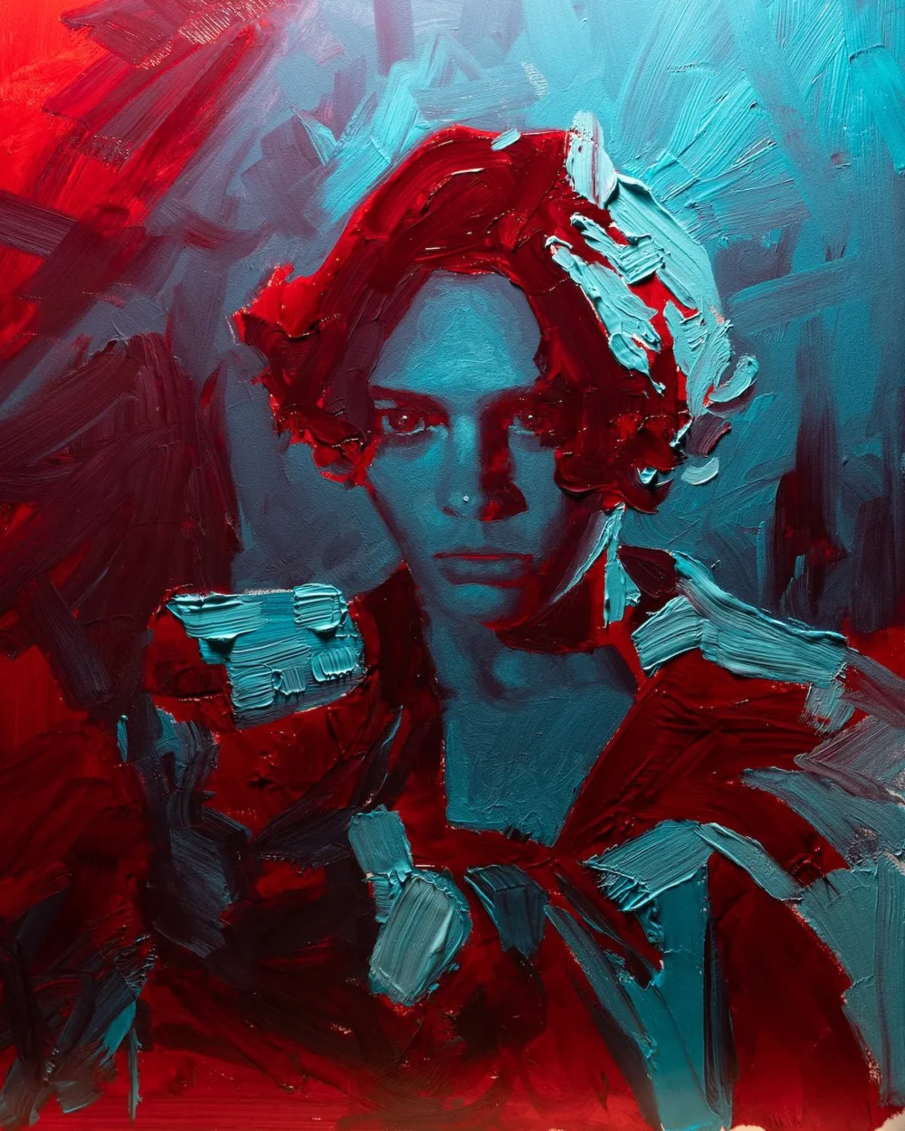 Cyan and Red Shooting - print — Andrew Cadima