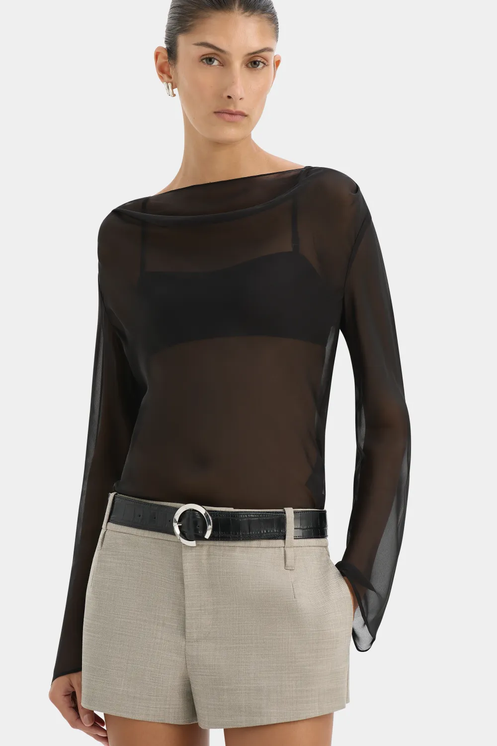 Strobe Long Sleeve Cowl Top - 5