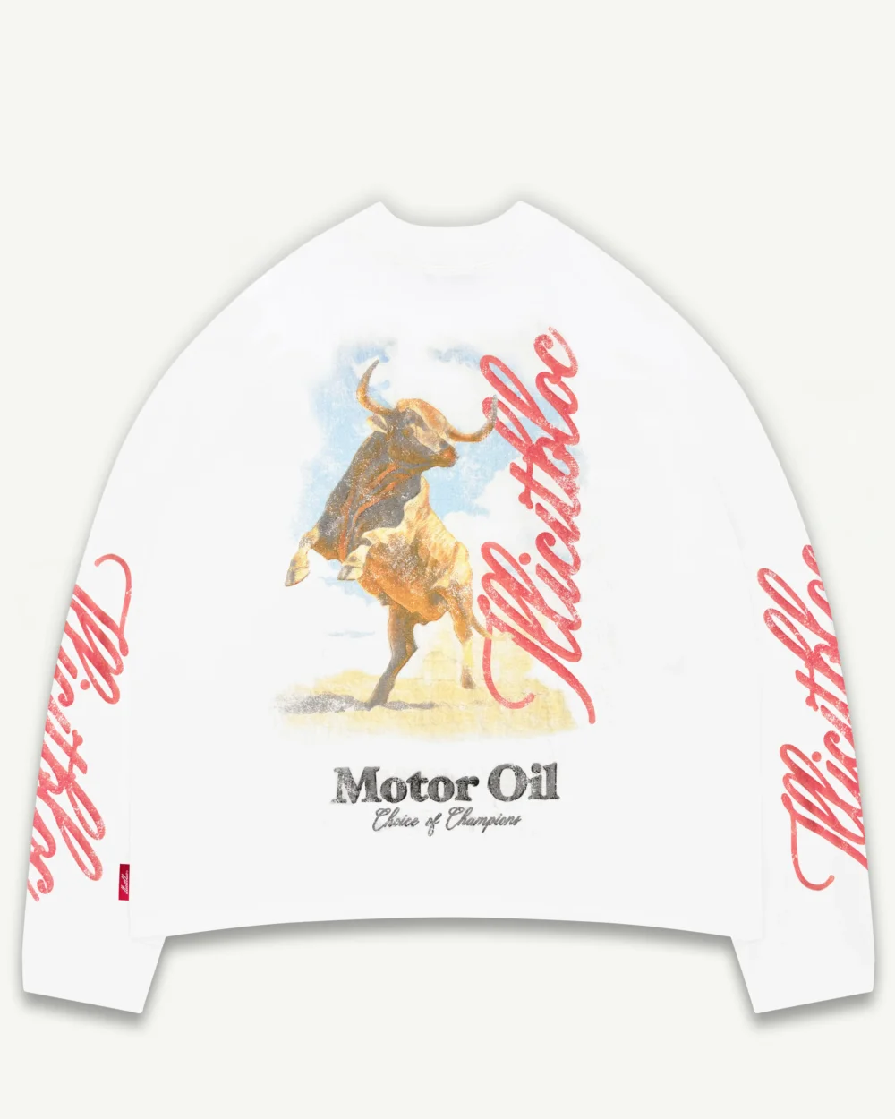 BULL MASCOT CLOUDWEAVE™ LONG SLEEVE T-SHIRT - WHITE