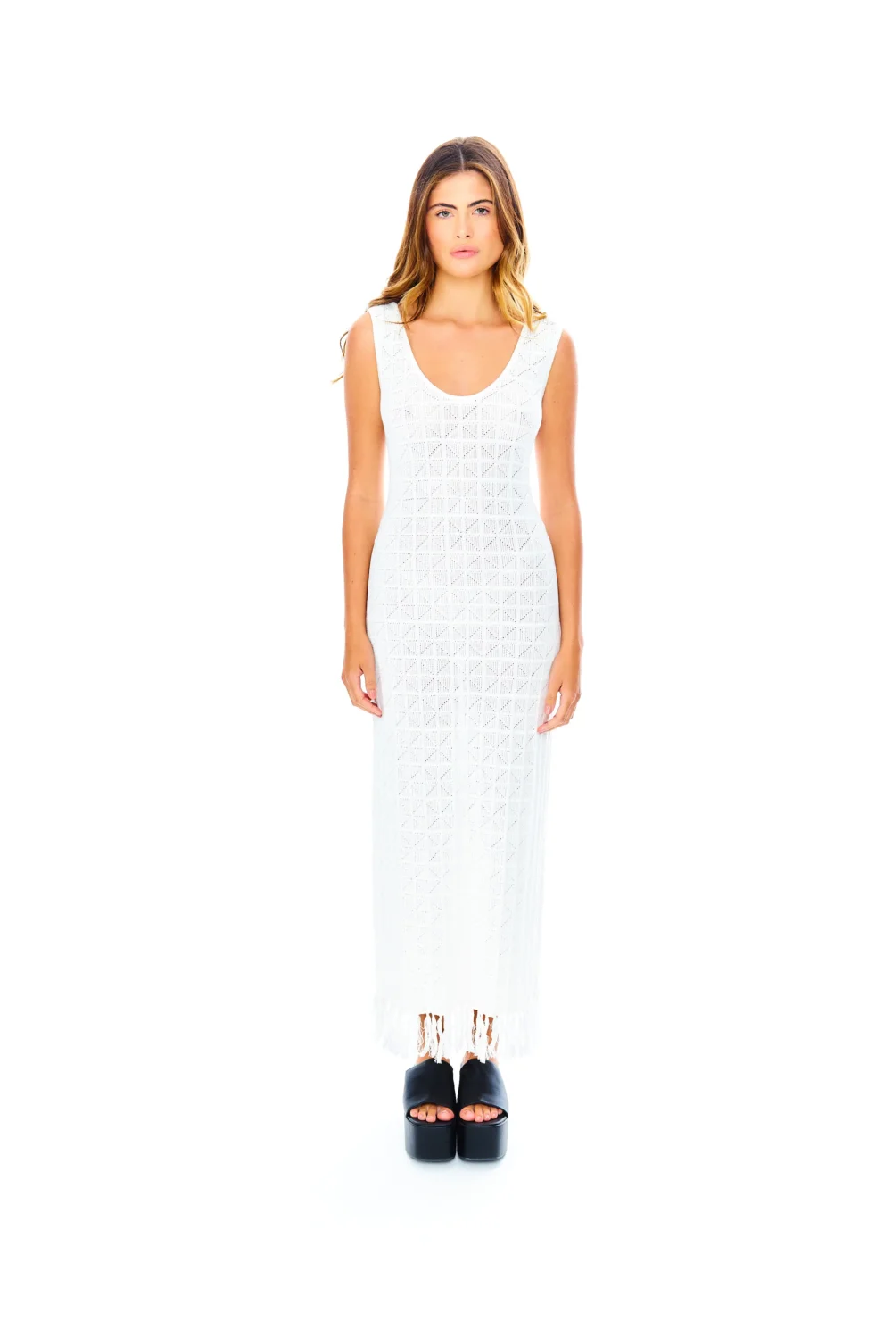 Fringe Knit Maxi Dress