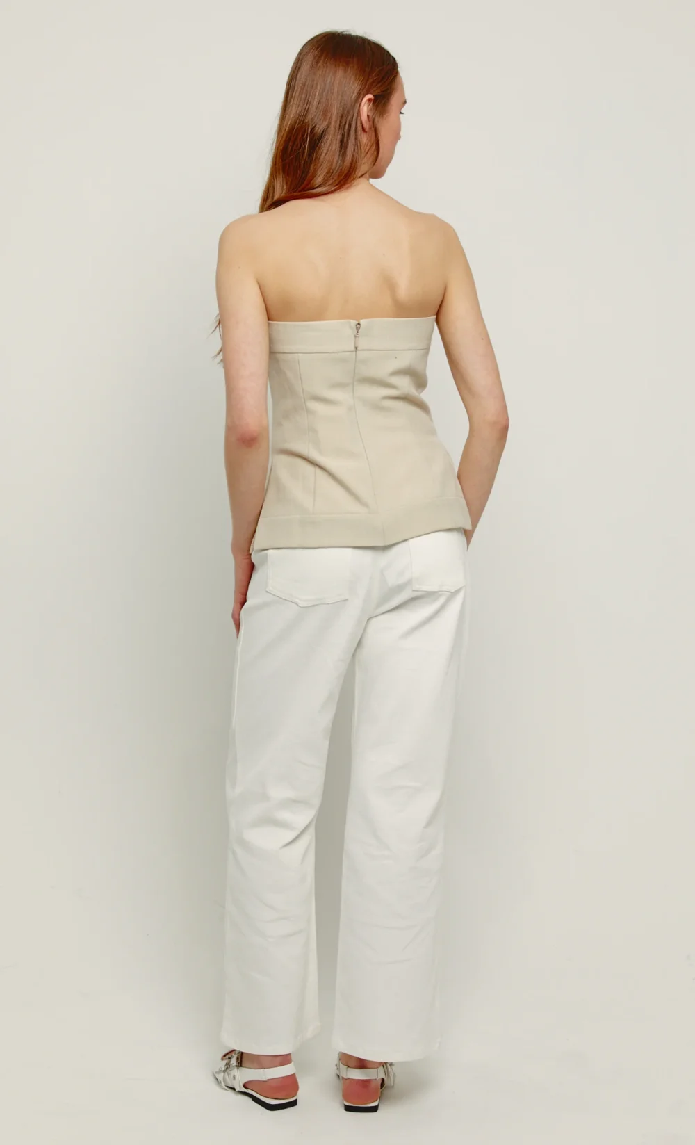 Cream Tailored Bandeau Top - 3