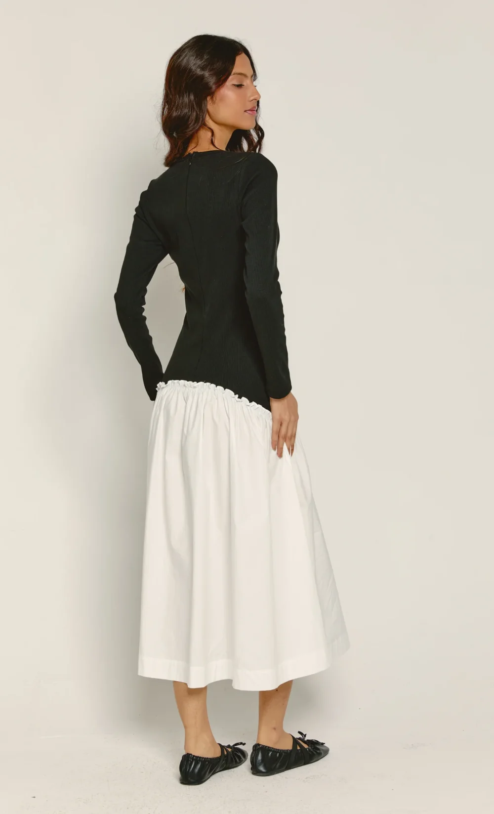 Black & White Drop Waist Dress - 2