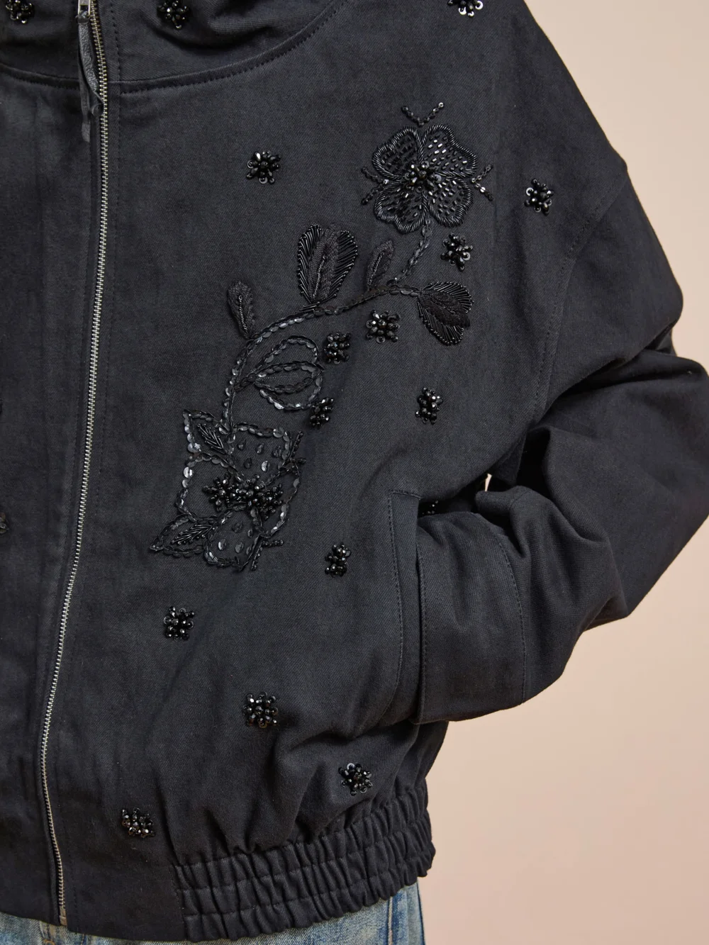 Hand Embroidered Tonal Anorak Jacket - 2