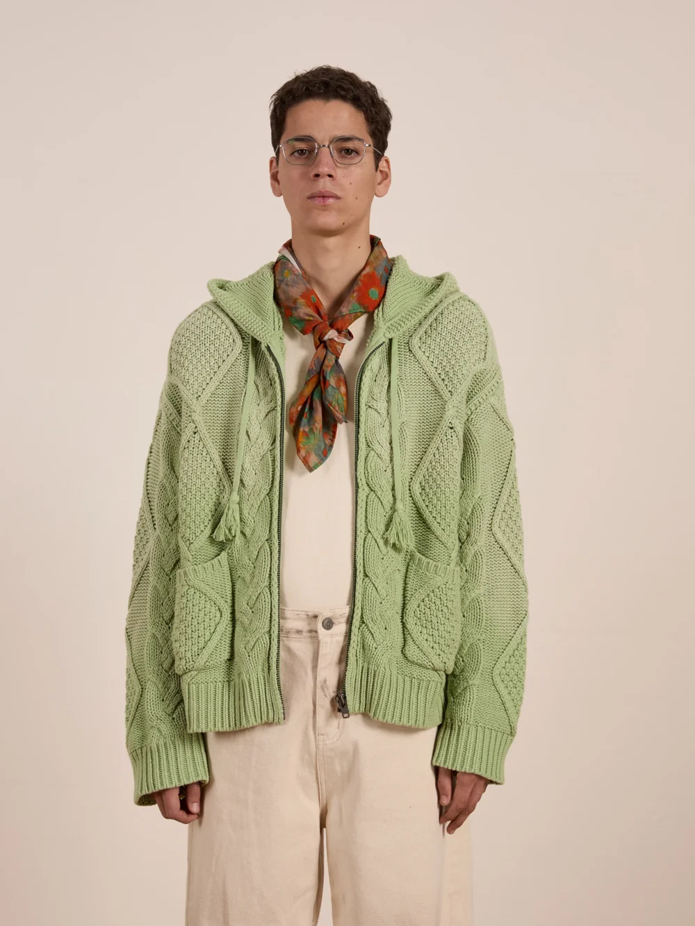 Zip Up Cable Knit Hoodie