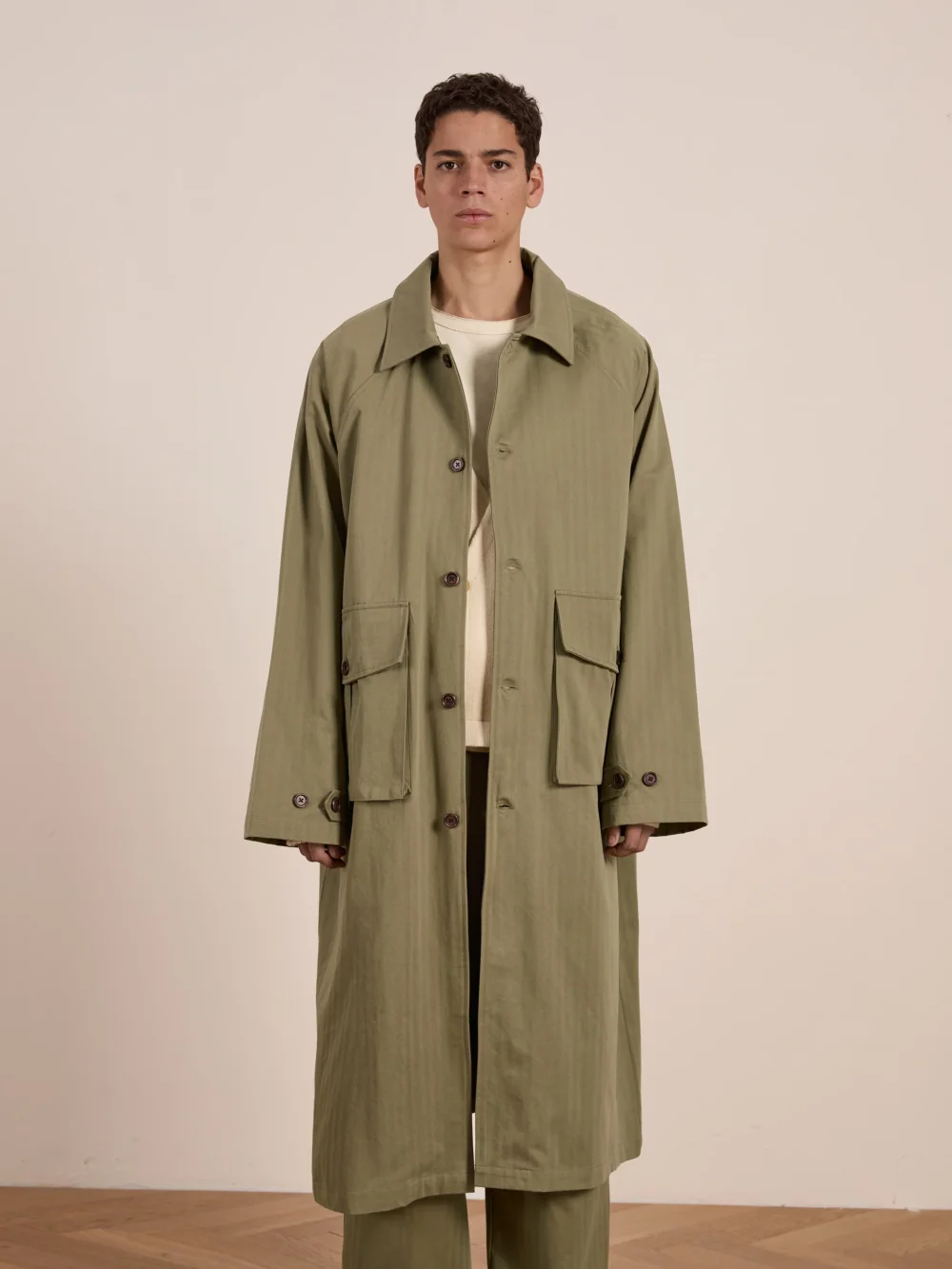 Herringbone Twill Trench Coat