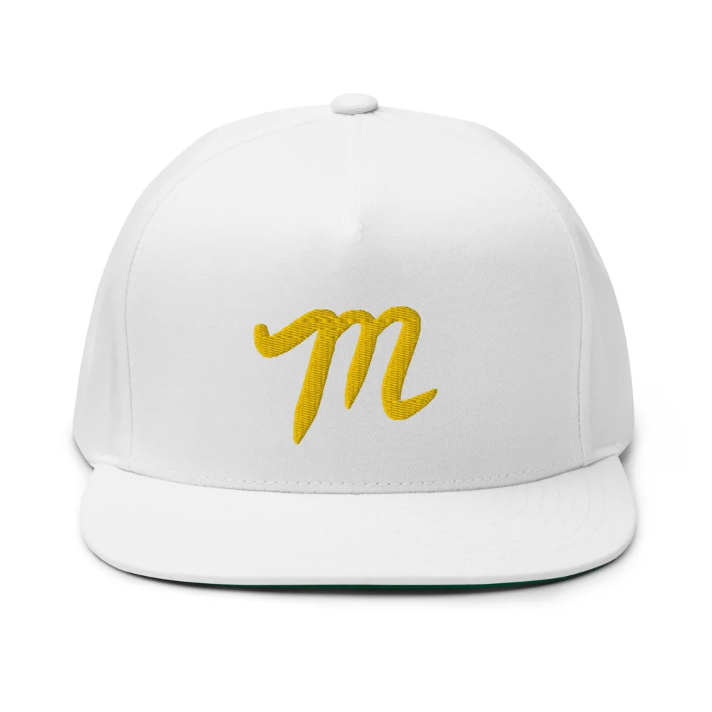 Manolo - White Hat - Yellow M - Flat Bill Cap