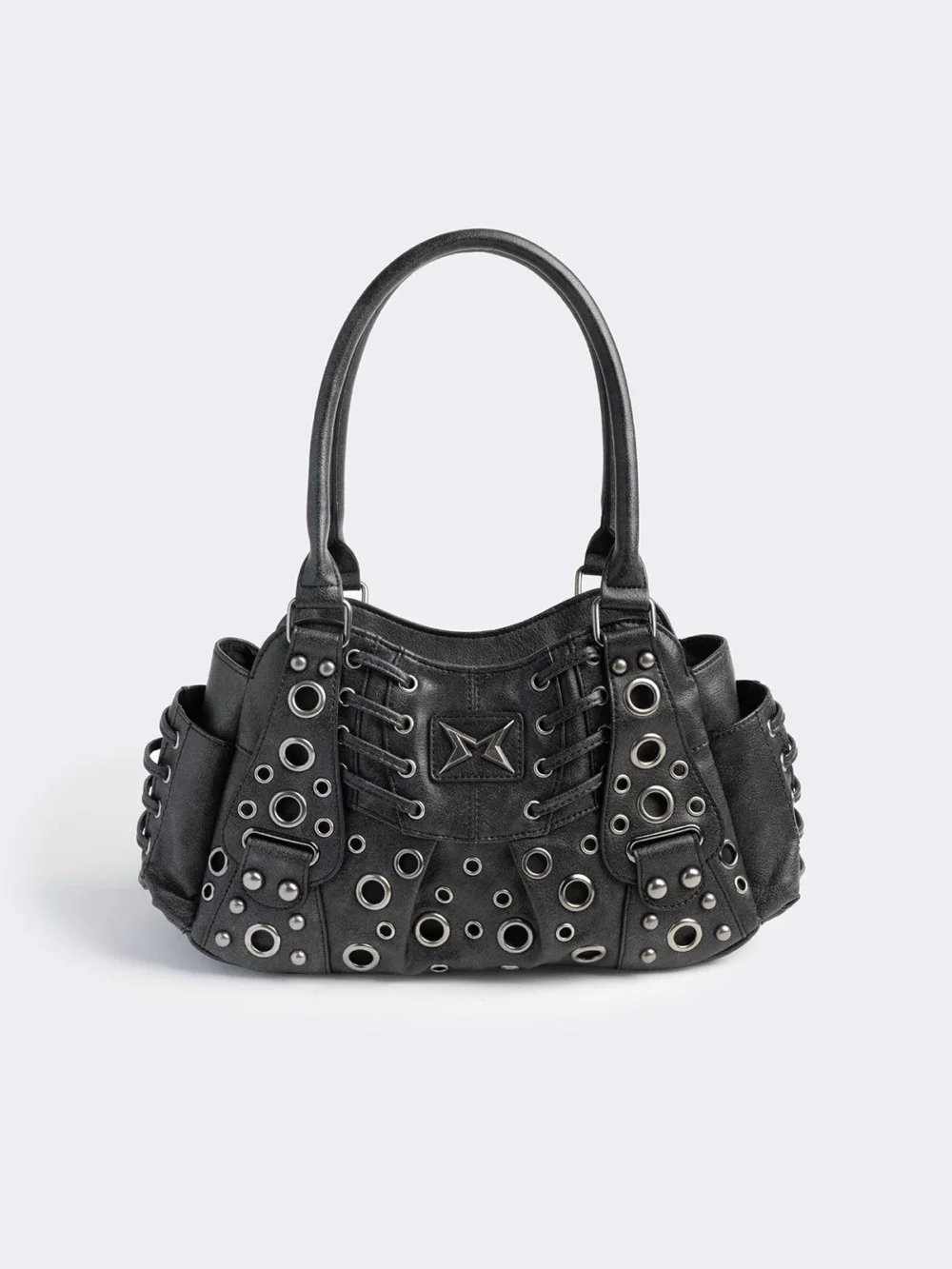 Rivet Vegan Leather Shoulder Bag