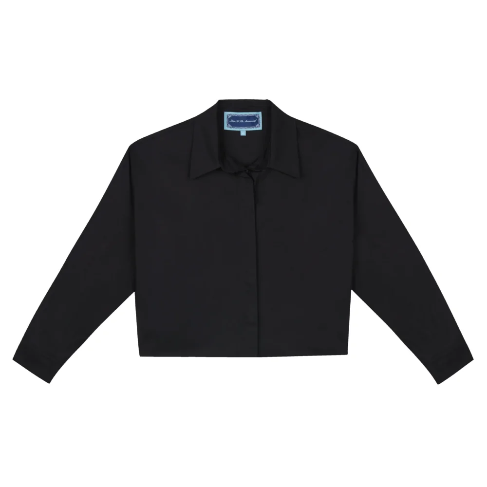 Black Clean Cut Crop Shirt