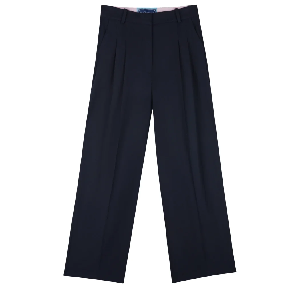 Navy Switch-Pockets Trousers Women