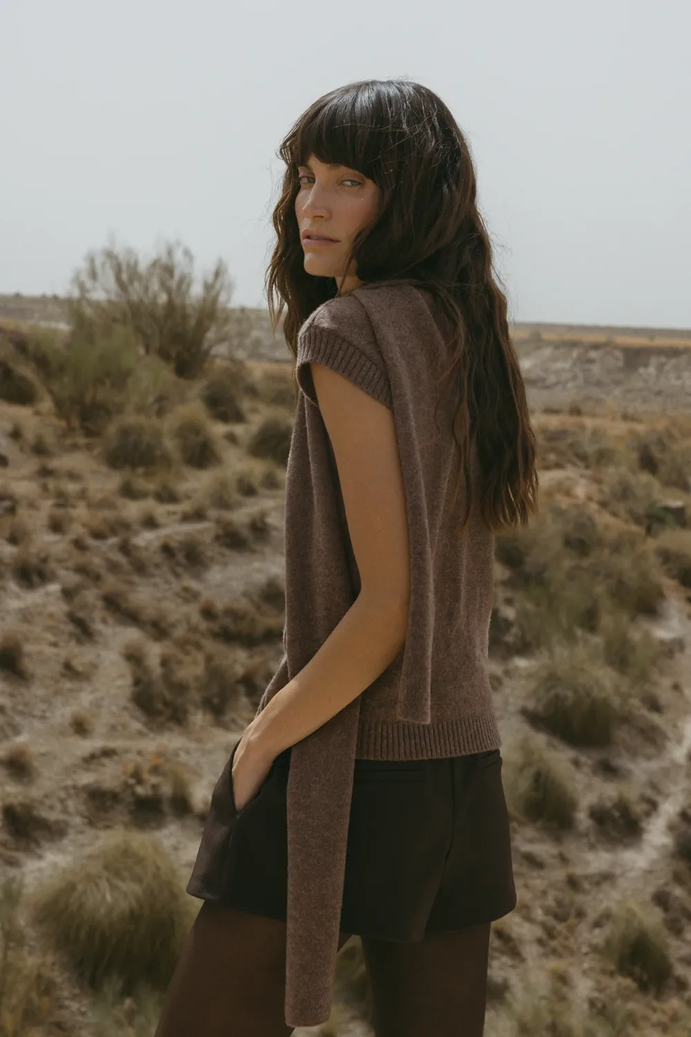 Knitted Wool Scarf Detail Top - 2
