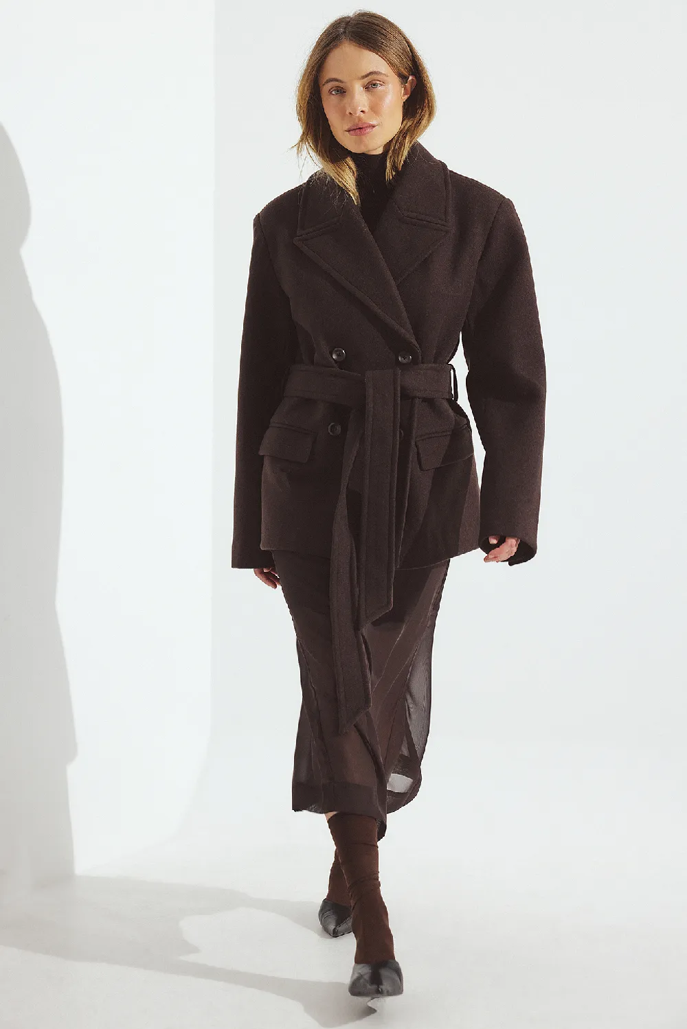 Oversized Wool Blend Short Coat
