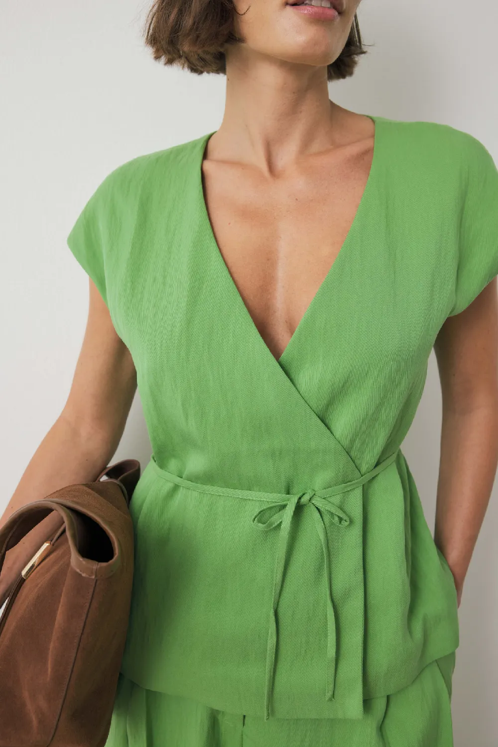Belted Wrap Top