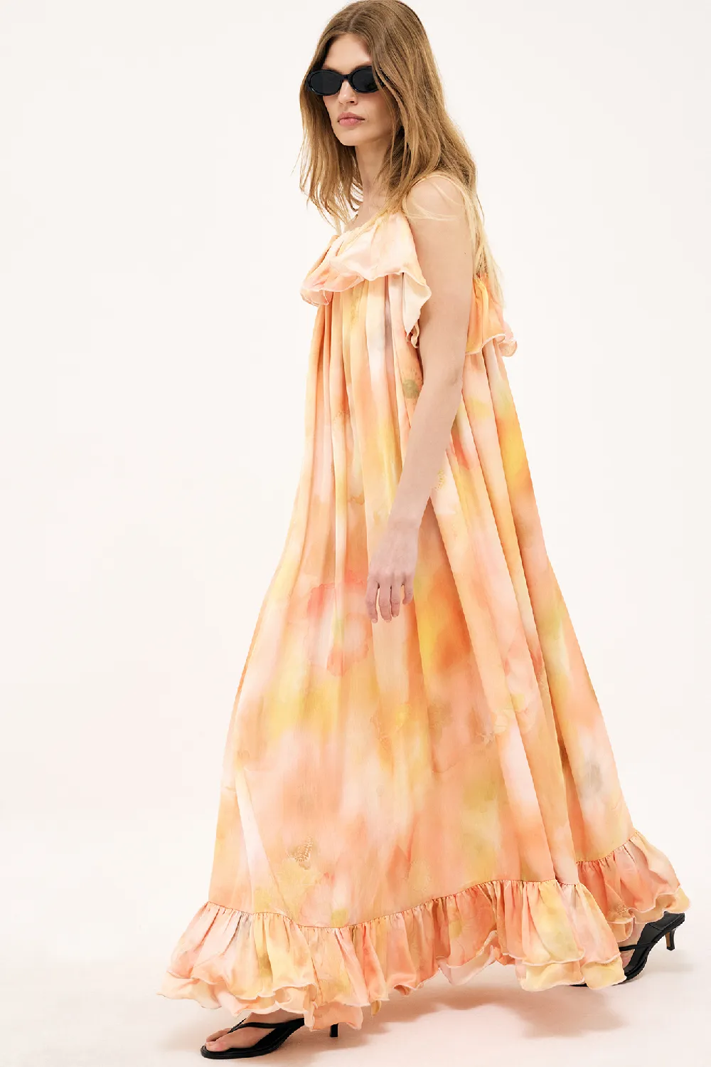 Ruffle Volume Maxi Dress