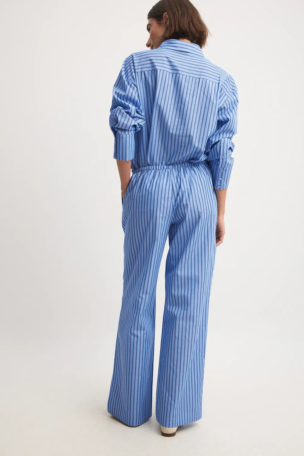 Striped Elastic Mid Waist Trousers - 2