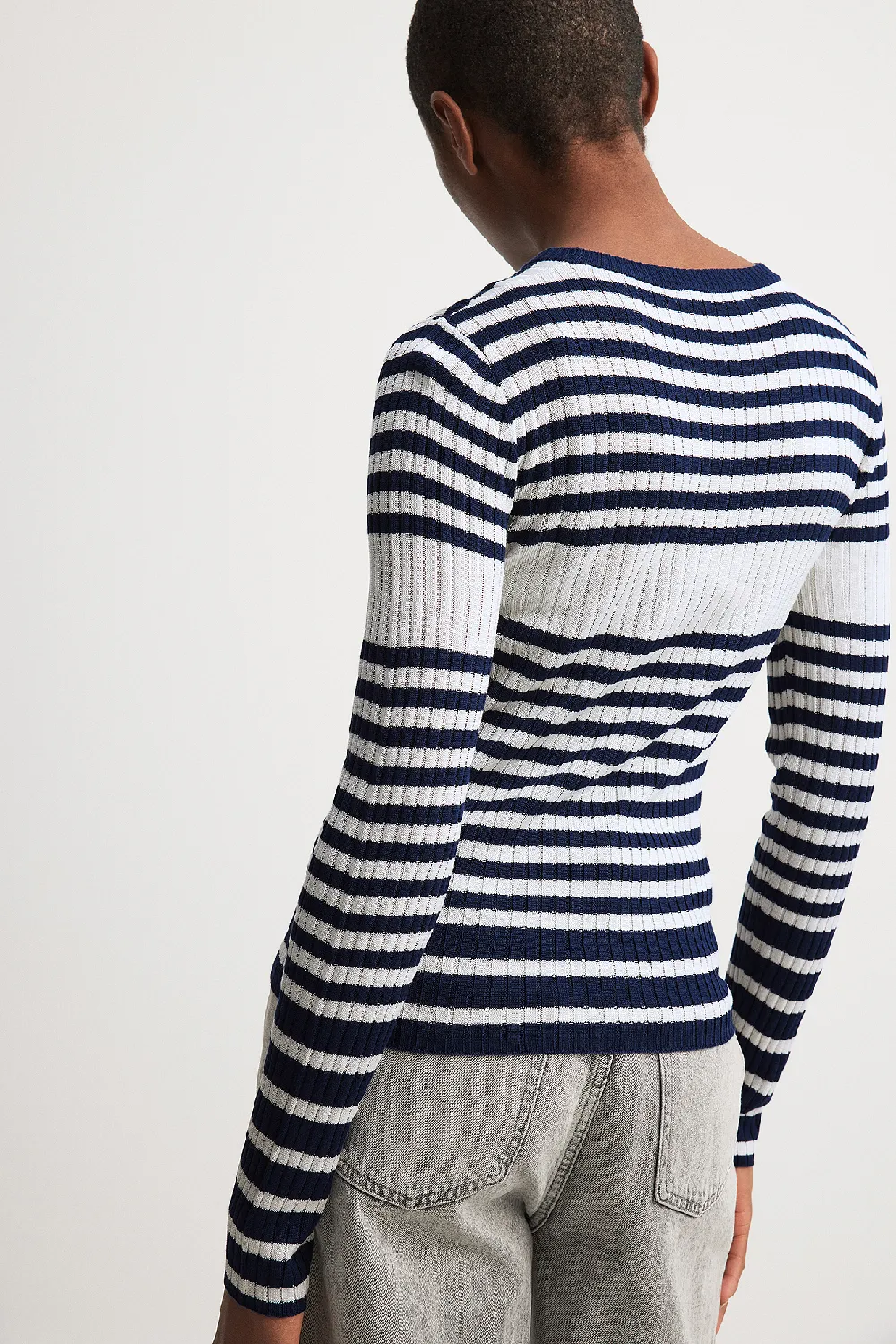 Fine Knitted Striped Sweater - 2