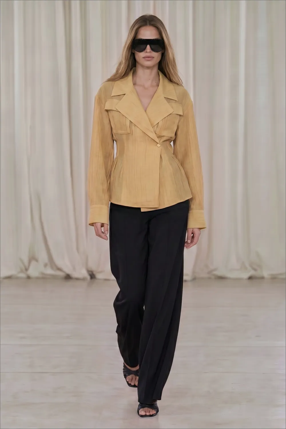 Lyocell Blend Sheer Wrap Shirt