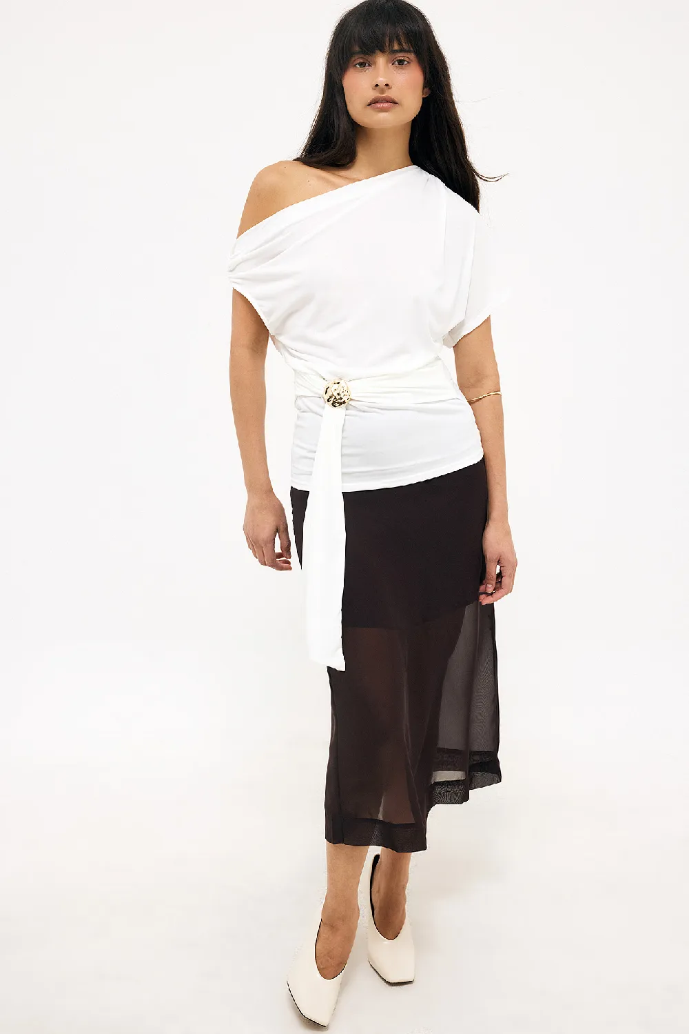 Asymmetric Buckle Jersey Top