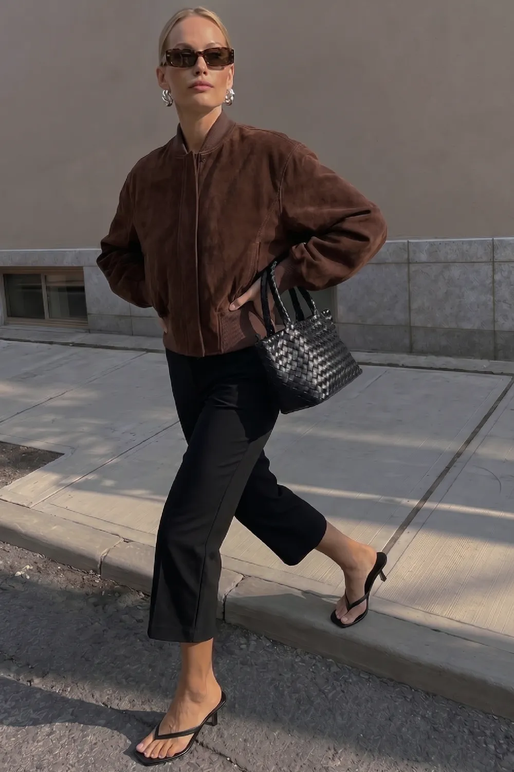 Faux Suede Bomber Jacket