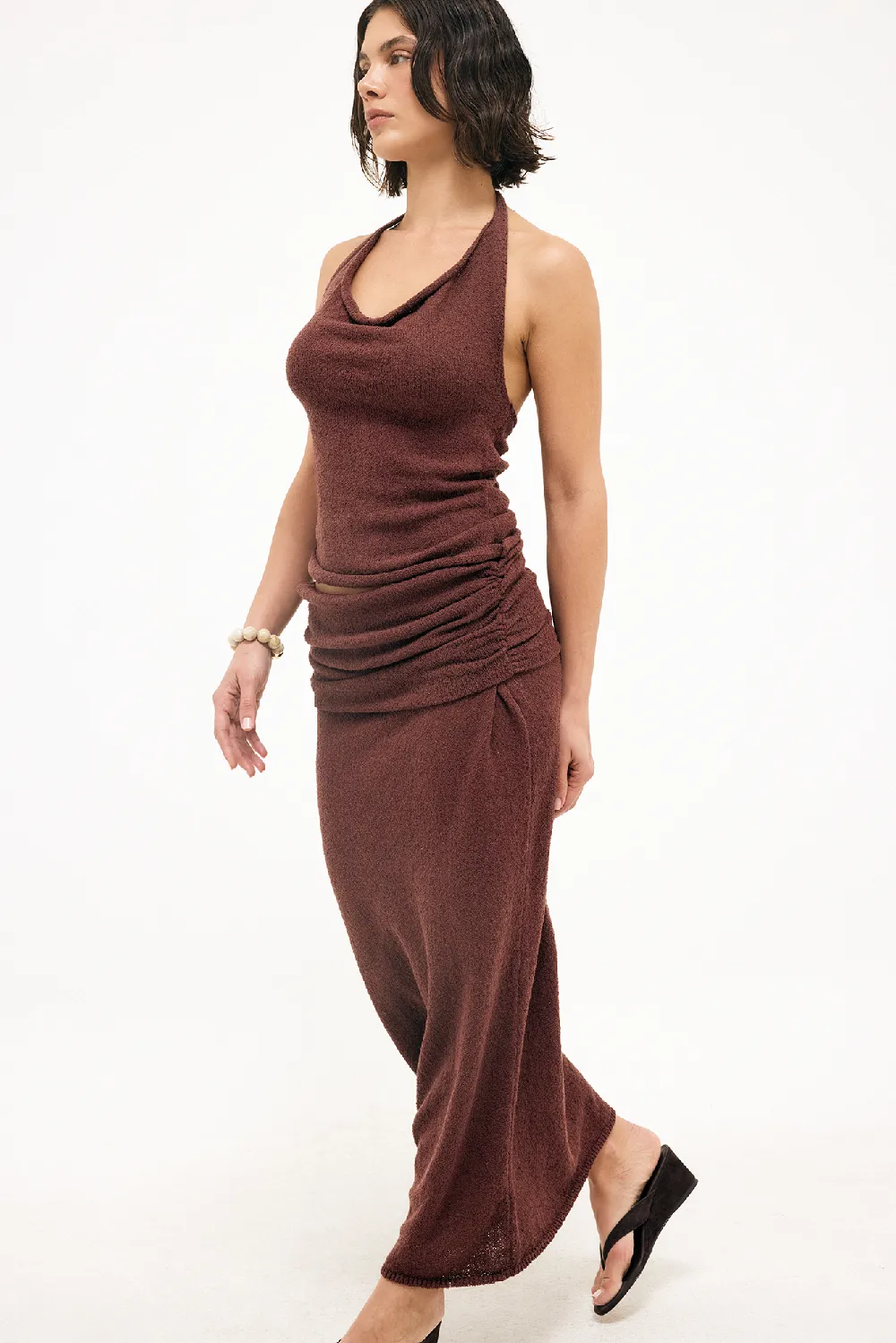 Knitted Draped Maxi Skirt