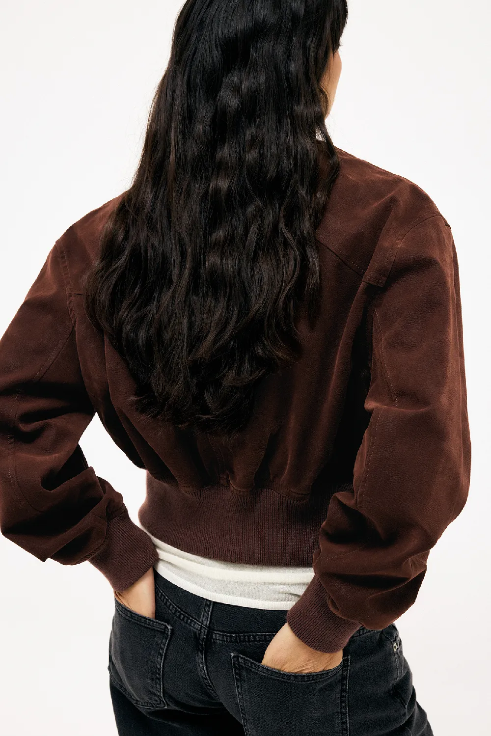 Faux Suede Bomber Jacket - 3