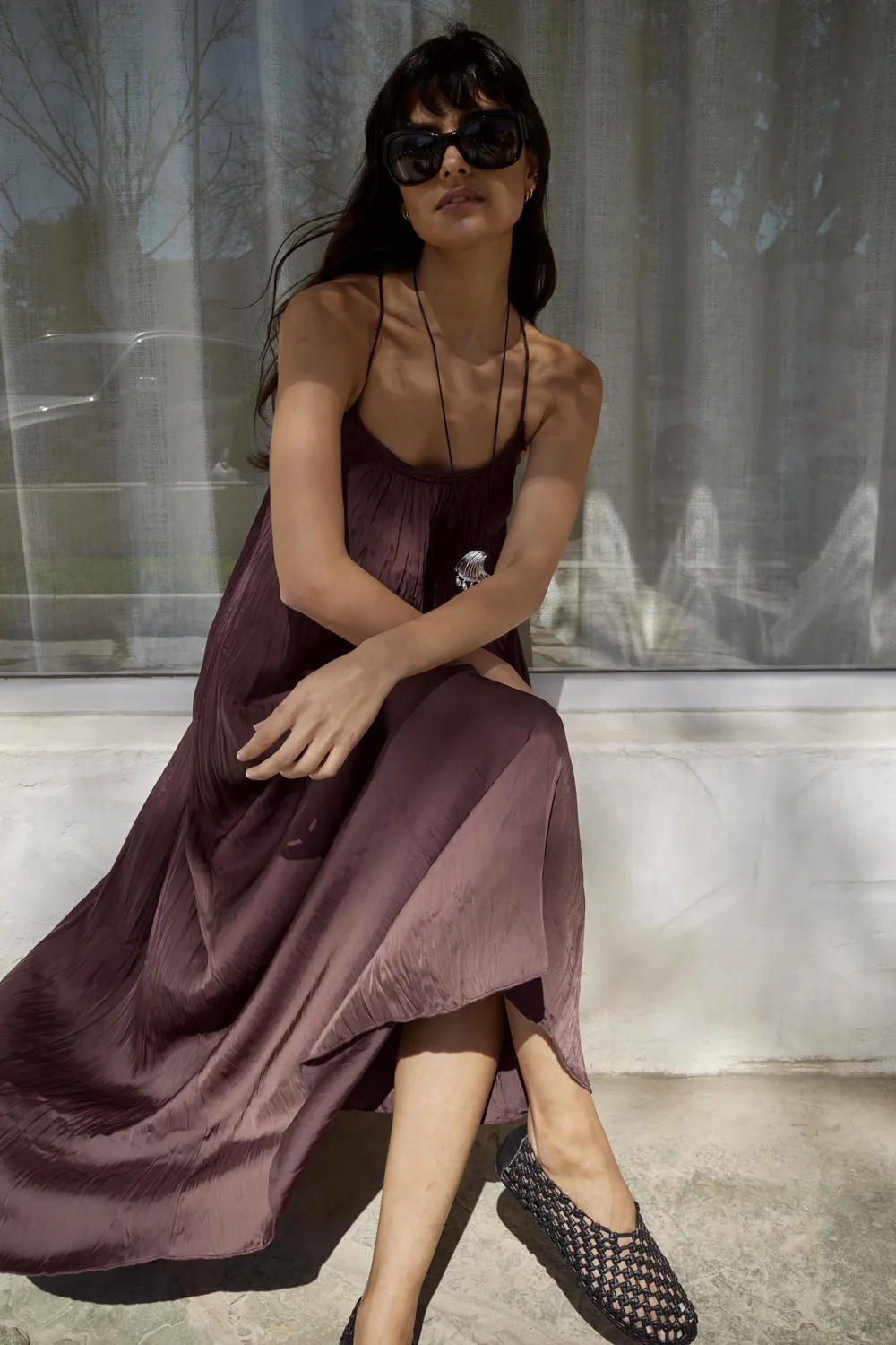 Gathered Volume Strap Dress