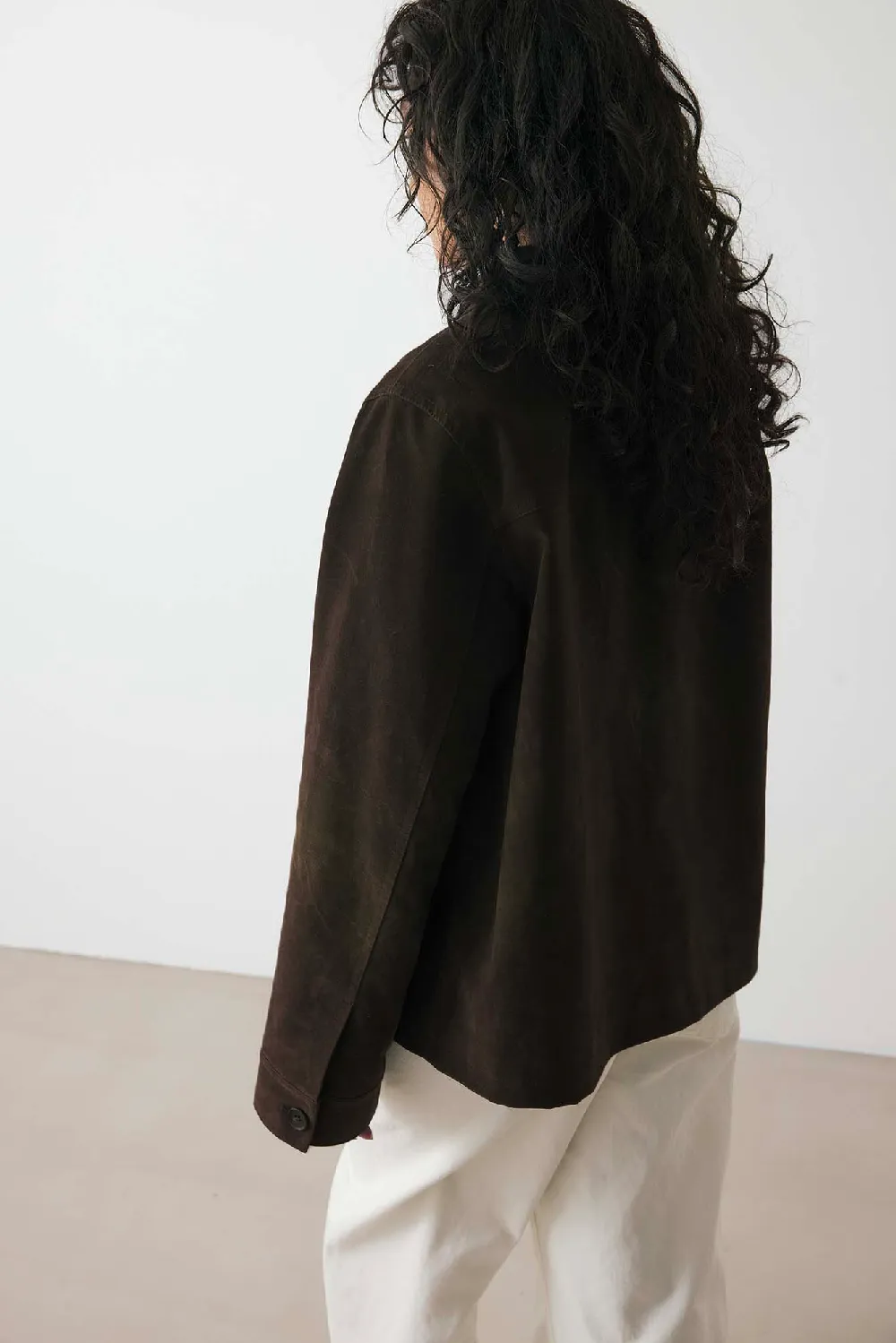 Pocket Detail Faux Suede Jacket - 3