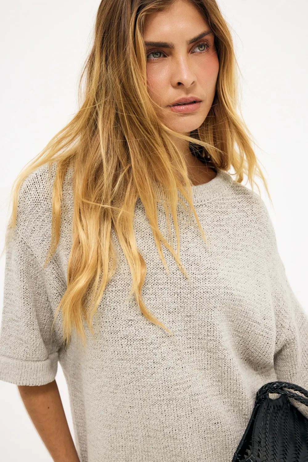 Knitted Short Sleeve Sweater