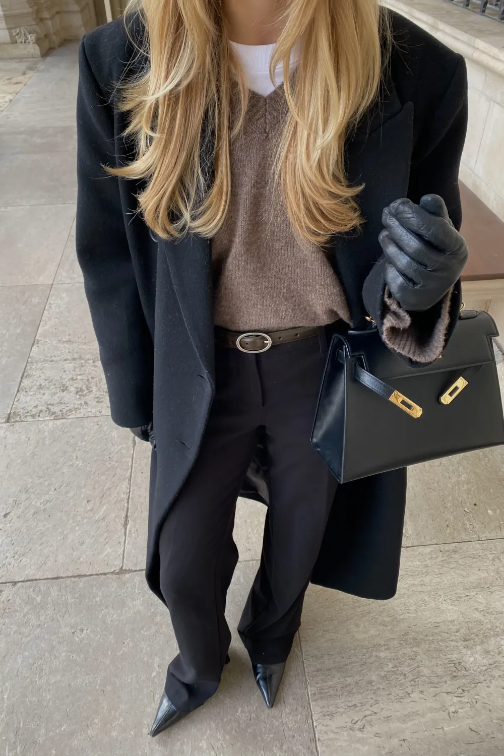 Knitted Wool Oversized V-Neck Sweater