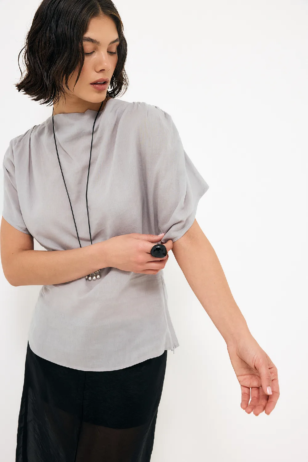 Ramie Blend Draped Top