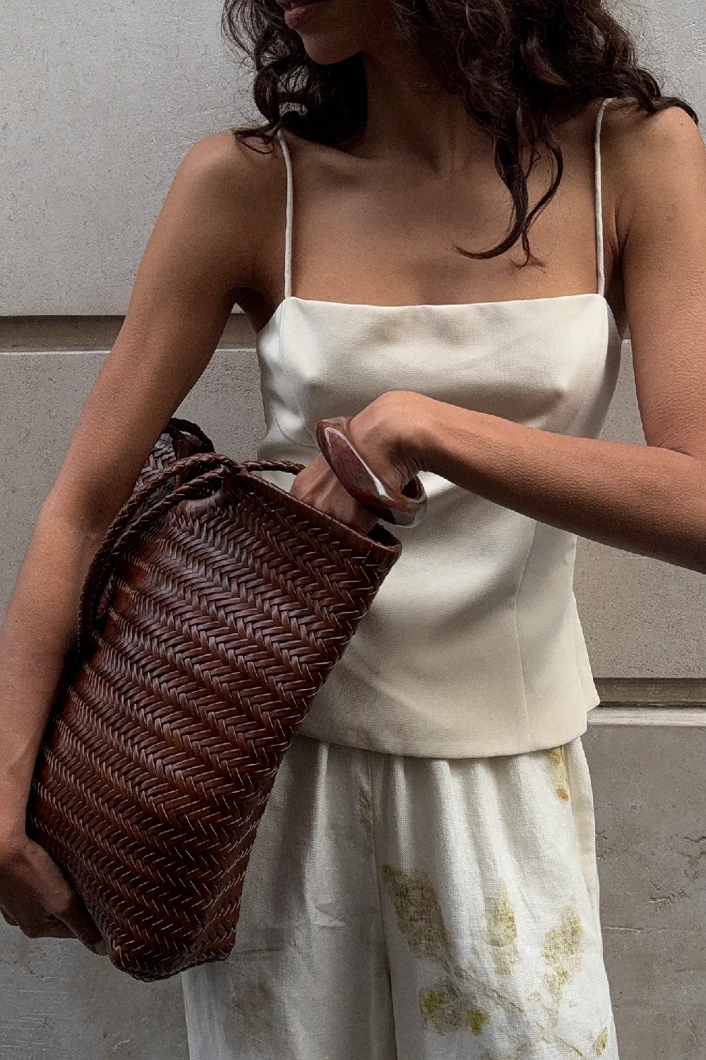 Woven Leather Tote Bag - 5
