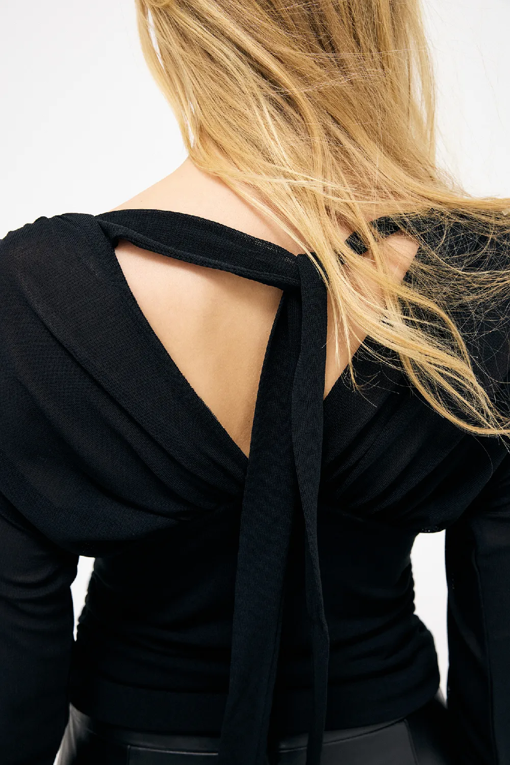 Rouched Long Sleeve Jersey Top