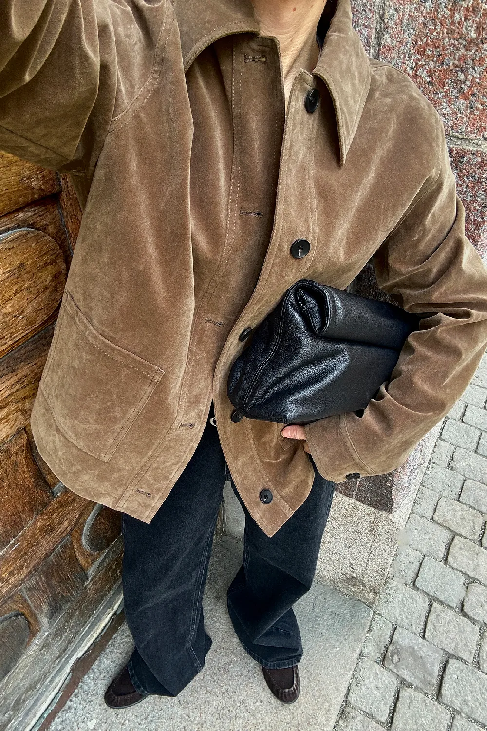 Pocket Detail Faux Suede Jacket