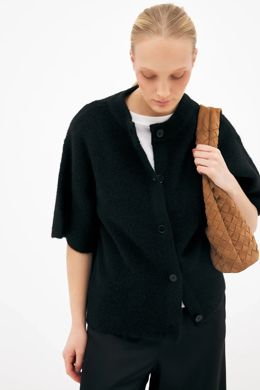 Knitted Short Sleeve Cardigan