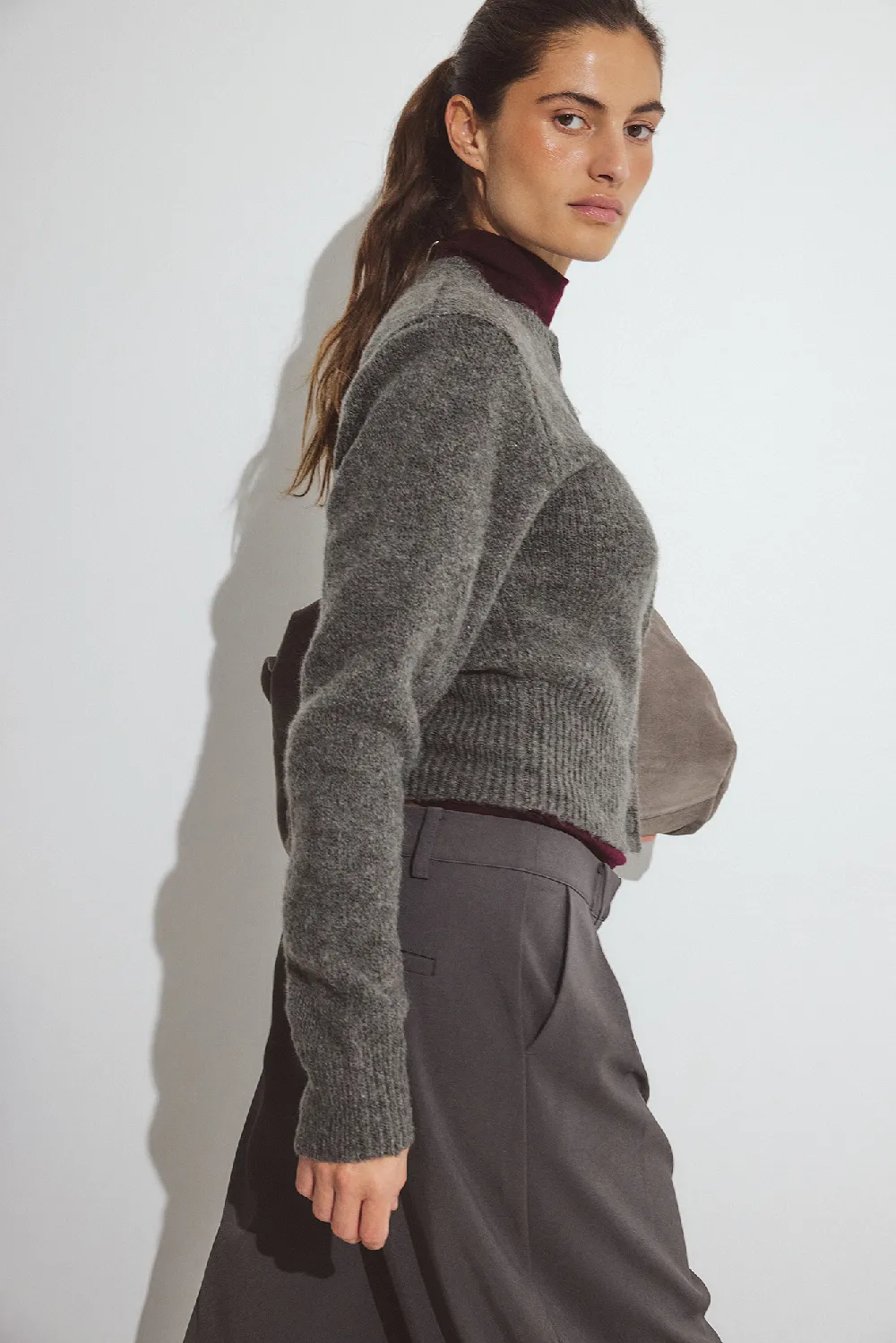 Knitted Wool Blend Cardigan - 4