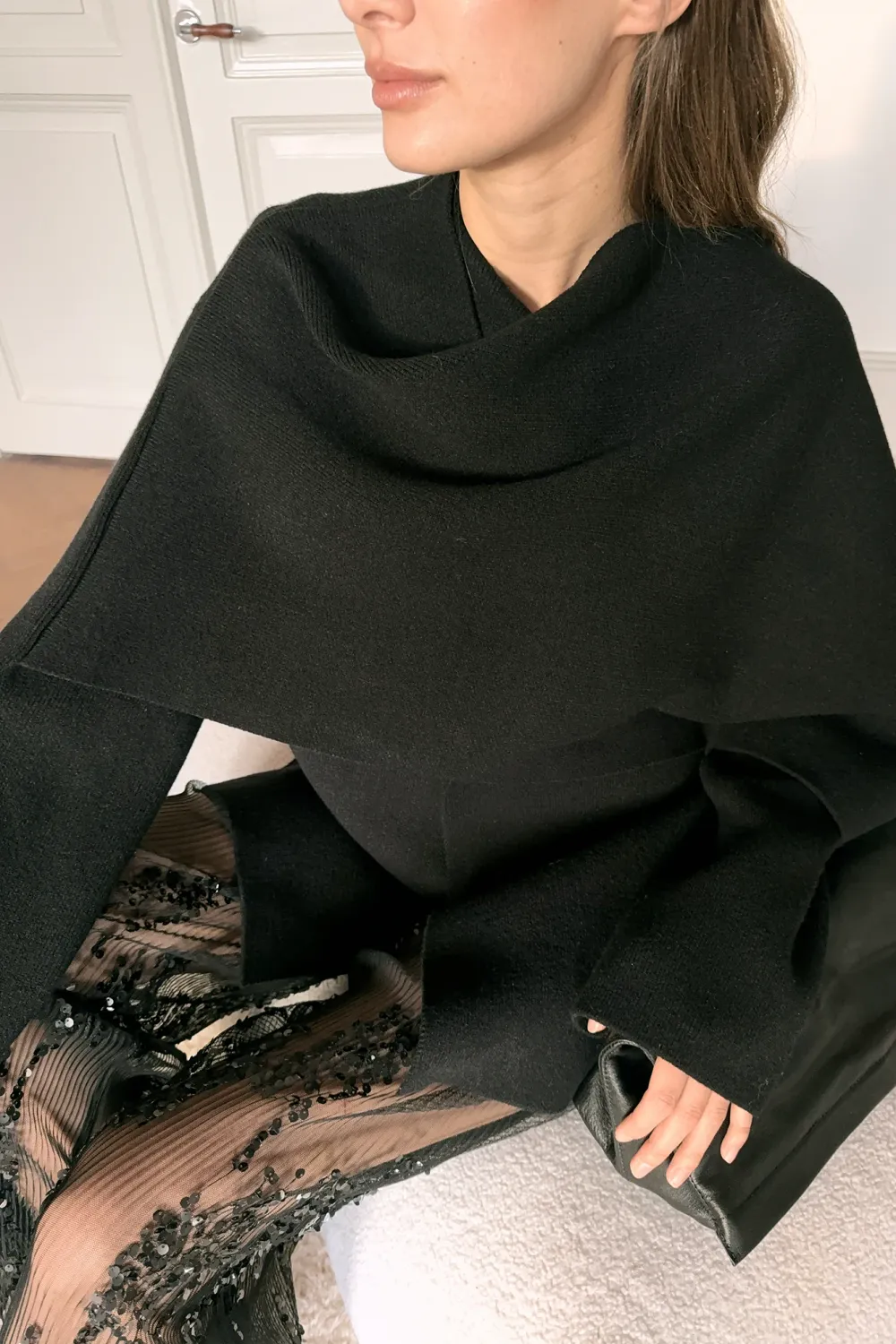 Knitted Cape Cardigan - 5