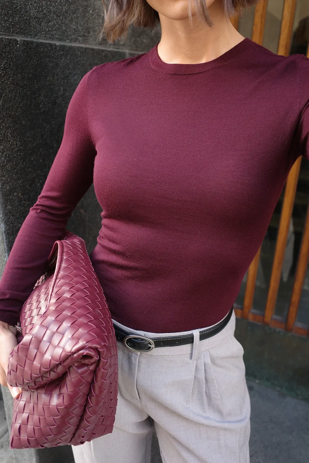 Knitted Merino Wool Round Neck Top