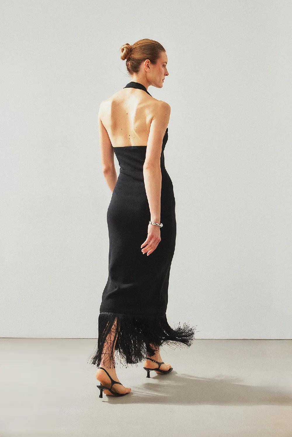 Knitted Scoop Neck Fringe Dress - 3