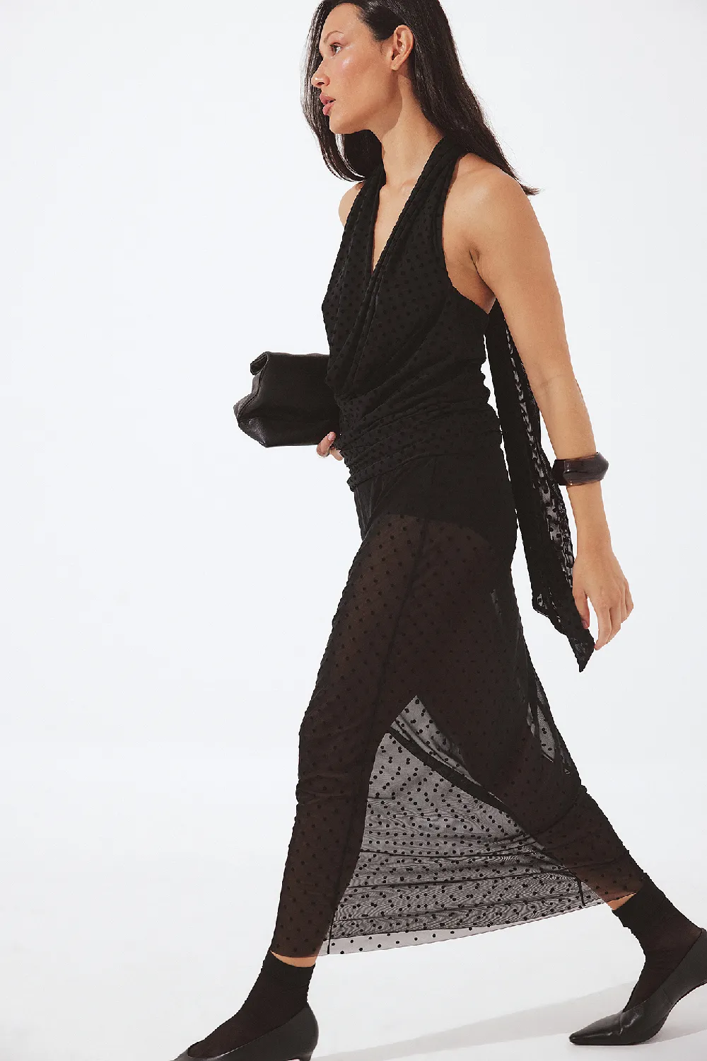 Transparent Mesh Midi Skirt - 3