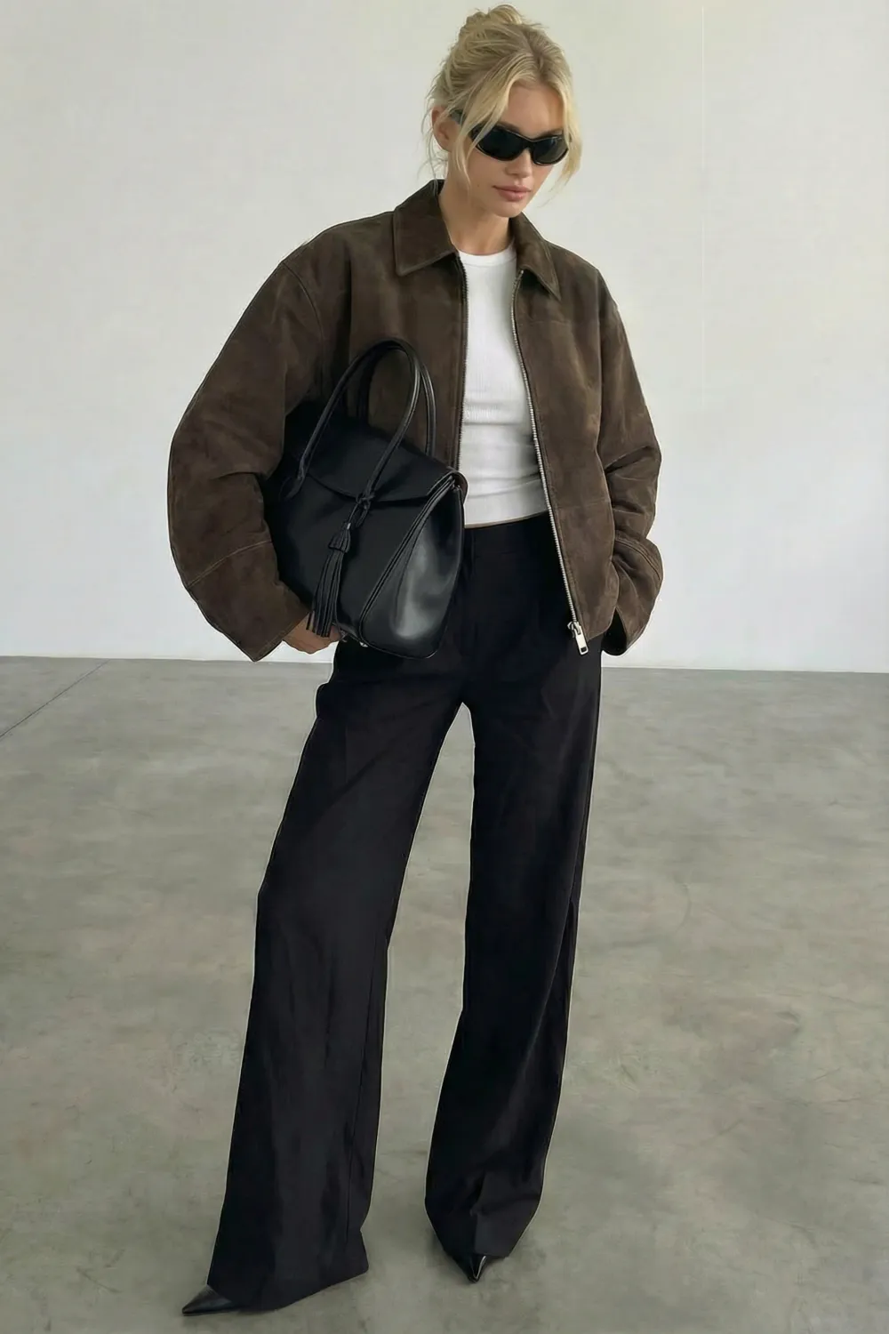 Faux Suede Zip Jacket