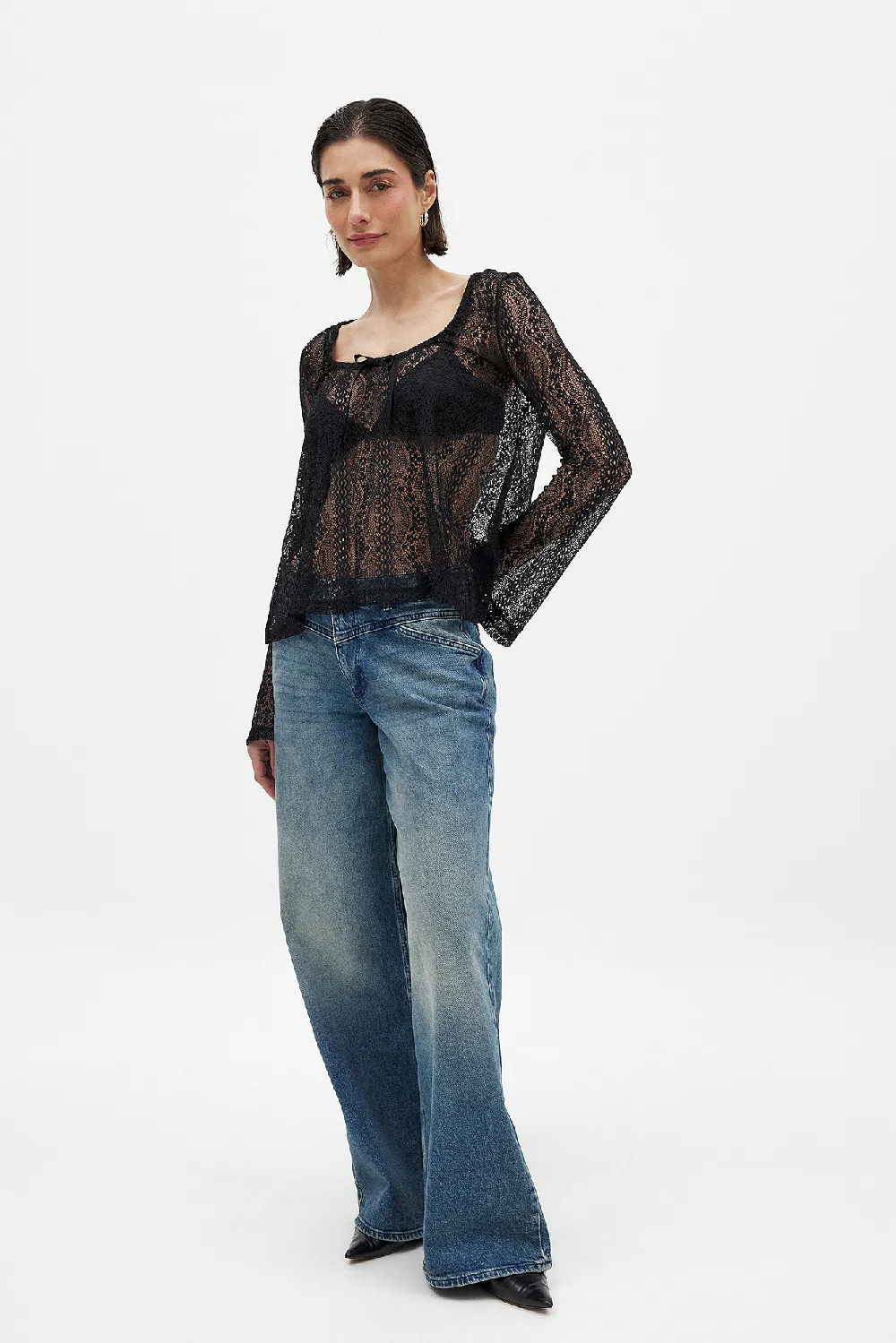 Wide Sleeve Lace Top