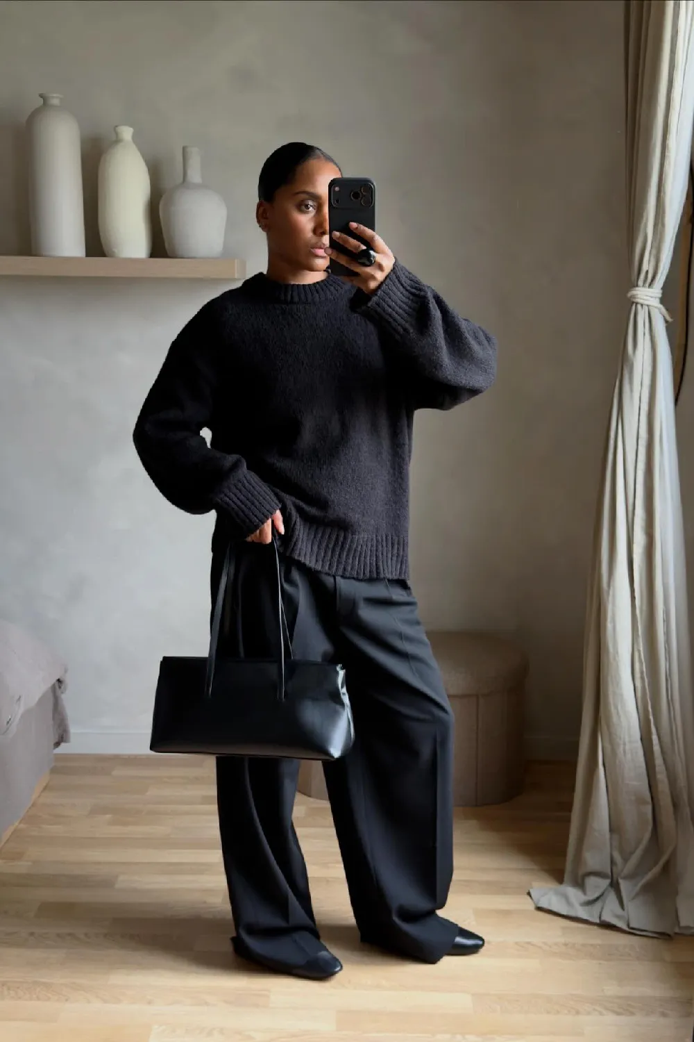 Round Neck Wool Blend Knitted Sweater